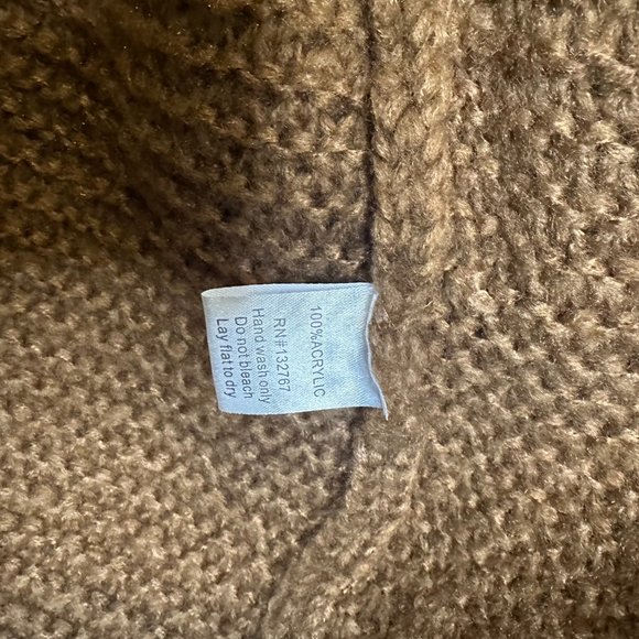 New Large Baciano zip front Brown Cardigan with black leather accents - Picture 3 of 4